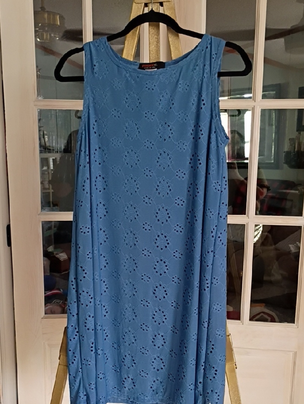 Renee C. Light Blue Dress with Eyelet Detail